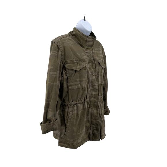 Style & Co Jacket Camo Print Coat Zip-Up Drawstring-Waist WMN L Green Button Zip - Picture 5 of 11